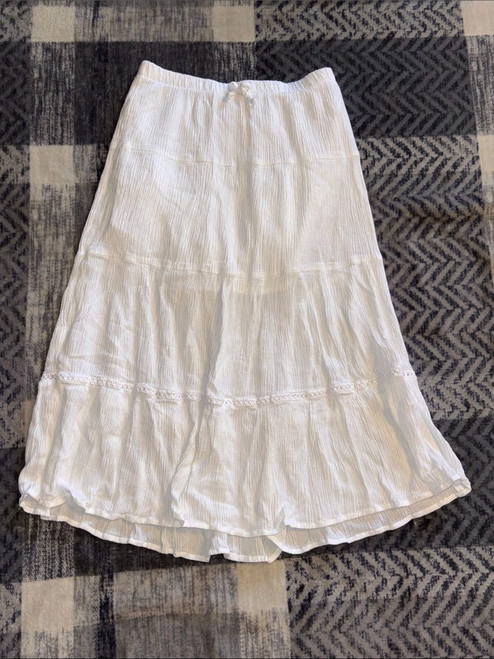 wonder nation White Tiered Maxi Skirt with Drawstring Waist